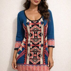 Flying Tomato Blue and Red Geometric Dress